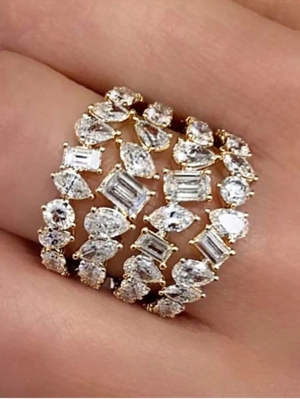 Opulent Emerald Cut Crystal Ring